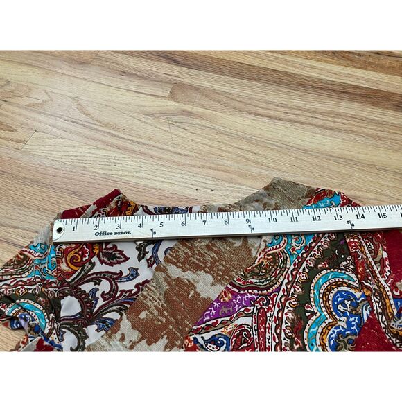 Lauren Ralph Lauren Women's M Brown Dress Polyester Wrap V Neck Paisley Bohemian - Picture 8 of 10